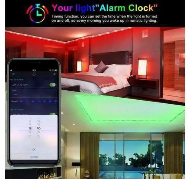 Alt view image 2 of 7 - 50ft/15M LED Strip Lights, HRDJ RGB LED Light Strip Music Sync RGB LED Strip,5050 SMD Color Changing LED Strip Light Bluetooth Controller + 24 Key Remote LED Lights for Bedroom Home Party