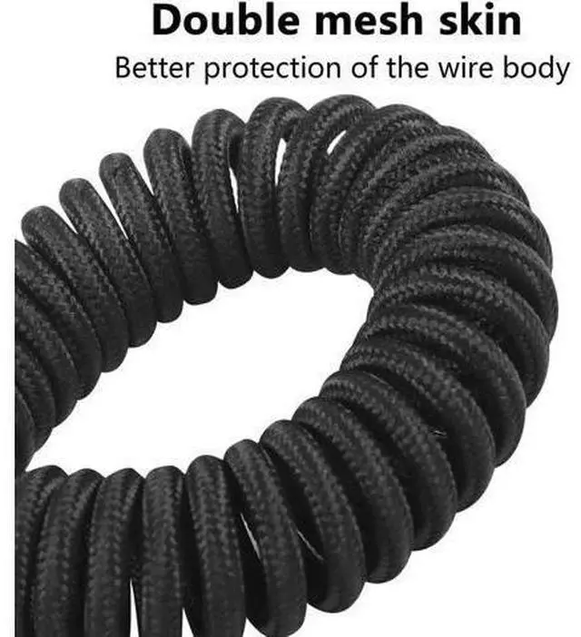 Alt view image 7 of 14 - Aomoproing Coiled Keyboard Cable for Gaming Keyboard, Coiled Aviator Keyboard Cables Type-C to USB A Cable with Detachable Aviator Connector, Double-Sleeved Mechanical Keyboard Wire (Black)