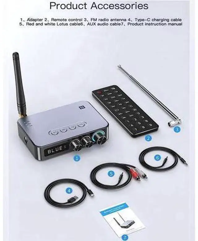 Main image of Bluetooth 5.1 Transmitter Receiver for TV, 4-in-1 Wireless Bluetooth Adapter with Optical AUX RCA 6.5 Mic Connection, Low Latency NFC Audio Adapter with FM Radio Simultaneously for Home Party KTV