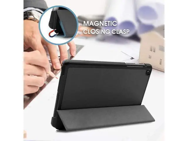 Alt view image 5 of 7 - Galaxy Tab A 8.0" 2019 Case with S Pen Version Model SM-P200 / SM-P205 Slim Light Cover Stand Hard Shell Folio Case for Galaxy Tab A 8.0 inch 2019