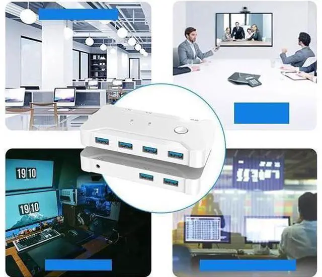 Alt view image 4 of 12 - USB 3.0 KVM Switch Selector 2 in 4 Out, 4 Port 2 Computers Peripheral Switcher Adapter Hub for PC Printer Scanner Mouse Keyboard with One Button Switch Compatible with Windows/Mac/Linux System