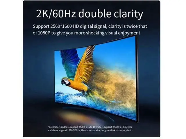 Alt view image 4 of 7 - 2K 60HZ DVI cable Computer monitor screen cable HD desktop and host graphics card interface for video data 6.56 ft. (2.0m)
