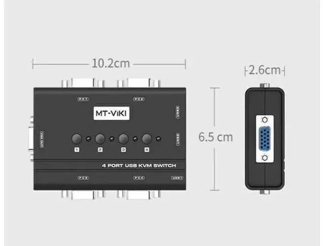 Alt view image 3 of 5 - 2 Port VGA KVM Switch USB Mouse Keyboard Console Manual Button Press Select With Original Cable High Resolution MT-260KL