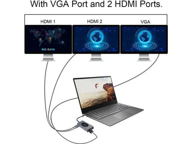 Alt view image 2 of 7 - 15 in 1 USB HUB Multi Function USB Type-C Adapter Docking Station With Wireless Charging HDMI USB Ports USB-C Dock Compatible