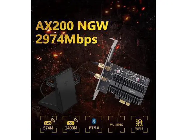 Alt view image 5 of 7 - Dual band 3000Mbps Wifi 6 Intel AX200 PCIe Wireless Wifi Adapter 2.4G/5Ghz 802.11ac/ax Bluetooth 5.0 AX200NGW Wi-fi Card For PC