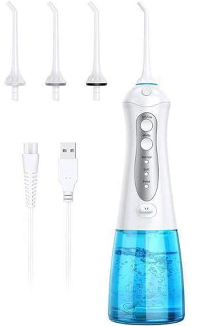 Main image of Water Flosser Cordless Teeth Cleaner with 3 Modes 4 Jets, Portable Dental Oral Irrigator, IPX7 Waterproof and USB Rechargeable with 300ML Water Tank for Travel Home Braces and Bridges Care