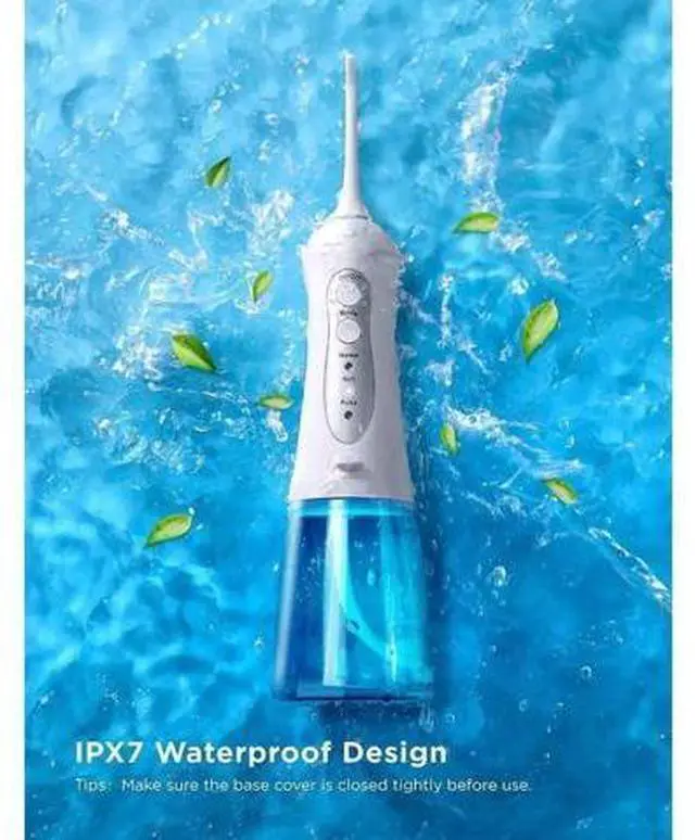 Alt view image 2 of 7 - Water Flosser Cordless Teeth Cleaner with 3 Modes 4 Jets, Portable Dental Oral Irrigator, IPX7 Waterproof and USB Rechargeable with 300ML Water Tank for Travel Home Braces and Bridges Care
