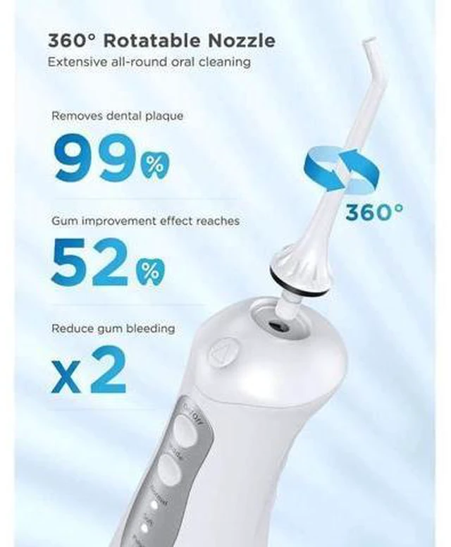 Alt view image 7 of 7 - Water Flosser Cordless Teeth Cleaner with 3 Modes 4 Jets, Portable Dental Oral Irrigator, IPX7 Waterproof and USB Rechargeable with 300ML Water Tank for Travel Home Braces and Bridges Care
