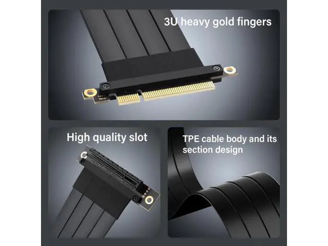 Alt view image 3 of 7 - Aomoproing PCIe 3.0 X8 Extension Cable PCI-E 8X Male to Female Riser Cable 25CM (90 Degree Female)