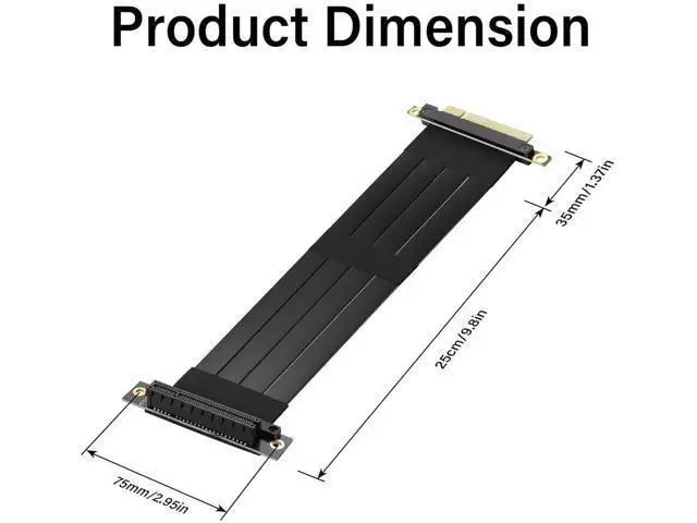 Alt view image 7 of 7 - Aomoproing PCIe 3.0 X8 Extension Cable PCI-E 8X Male to Female Riser Cable 25CM (90 Degree Female)