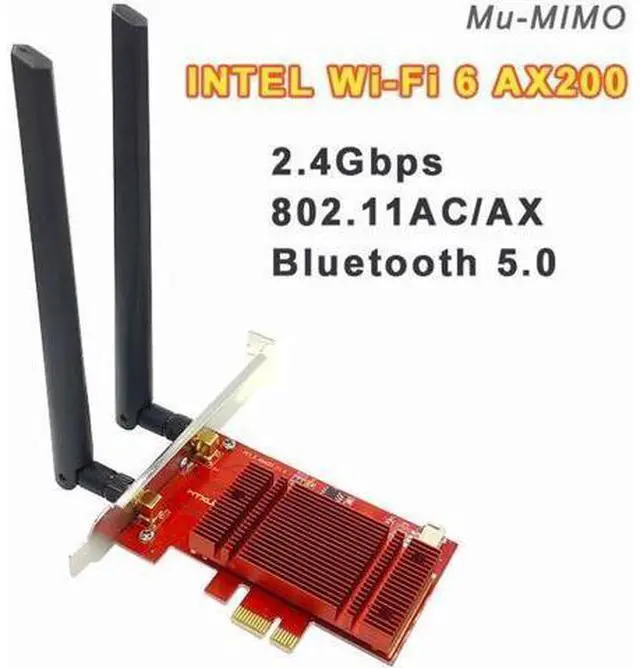 Main image of 2973Mbps WiFi6 PCI Express Bluetooth 5.1 Adapter Dual Band 2.4G/5GHz 802.11ac/ax Intel AX200 PCIe Wireless Network Card