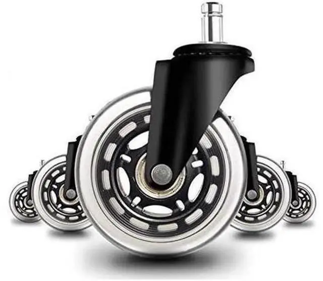 Main image of 3 Inch Office Chair Wheels Set of 5 Premium Rubber Chair Casters (Remedy by Tape if Stem Size Not Fit) Heavy Duty & Silent No More Chair Mat for Hardwood Floors Wheels for IKEA Chairs
