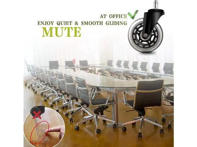 Alt view image 6 of 7 - 3 Inch Office Chair Wheels Set of 5 Premium Rubber Chair Casters (Remedy by Tape if Stem Size Not Fit) Heavy Duty & Silent No More Chair Mat for Hardwood Floors Wheels for IKEA Chairs
