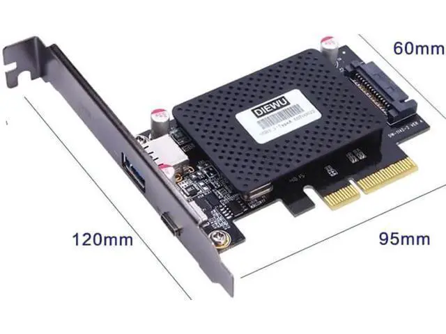 Alt view image 2 of 5 - 10Gb/s PCI-e to usb3.1 Type-C + Type-A expansion card network adapters card For desktop PC computer ASM1142 Chip Protection Case