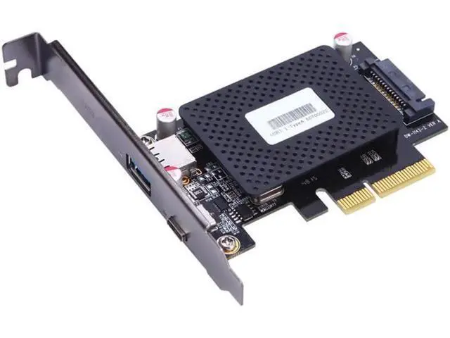 Alt view image 5 of 5 - 10Gb/s PCI-e to usb3.1 Type-C + Type-A expansion card network adapters card For desktop PC computer ASM1142 Chip Protection Case