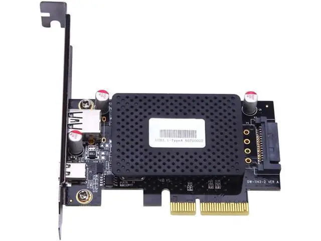 Alt view image 4 of 5 - 10Gb/s PCI-e to usb3.1 Type-C + Type-A expansion card network adapters card For desktop PC computer ASM1142 Chip Protection Case