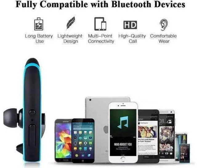Alt view image 5 of 7 - Bluetooth Headset, Wireless Earpiece Hands Free Business Earphones In-ear Earbuds with Noise Canceling Mic for Business/Office/Driving, Work for iPhone/Samsung/Android Cell Phones