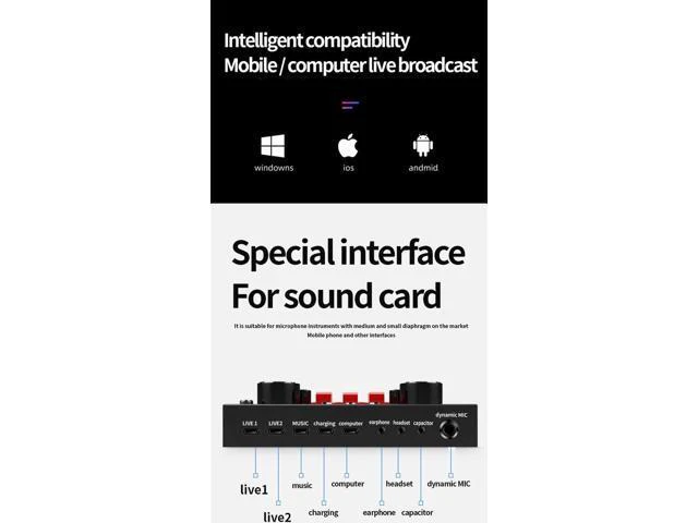 Alt view image 7 of 14 - Bluetooth sound card live broadcast equipment Web live entertainment for mobile phone/PC