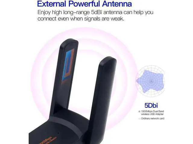 Alt view image 7 of 7 - Wifi Adapter Dual Band 1900M Wi-Fi USB 3.0 Wireless Dongle Antenna LAN Ethernet 5G 2.4Ghz Network Card AP Receiver