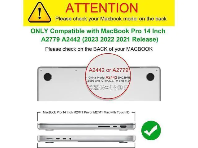 Alt view image 4 of 7 - MacBook Pro 14 inch Case 2023 2022 2021 Release M2 A2779 A2442 M1 Pro/Max Chip with Touch ID, Hard Case Shell Cover and Keyboard Skin Cover