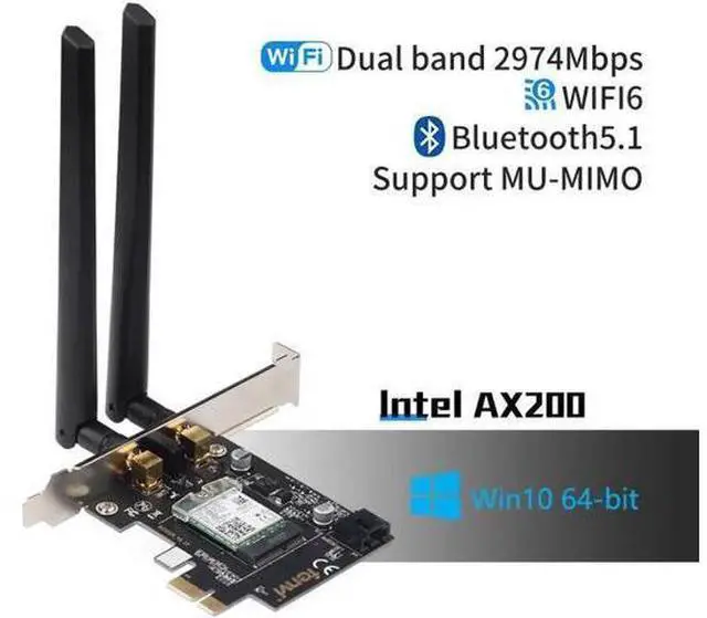 Main image of Desktop Wi-Fi 6 PCI-E Wireless Adapter 2.4Gbps 2.4G/5Ghz 802.11ac/ax Bluetooth 5.0 AX200NGW Wifi Card For Intel AX200 MU-MIMO