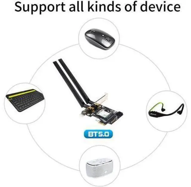 Alt view image 4 of 7 - Desktop Wi-Fi 6 PCI-E Wireless Adapter 2.4Gbps 2.4G/5Ghz 802.11ac/ax Bluetooth 5.0 AX200NGW Wifi Card For Intel AX200 MU-MIMO