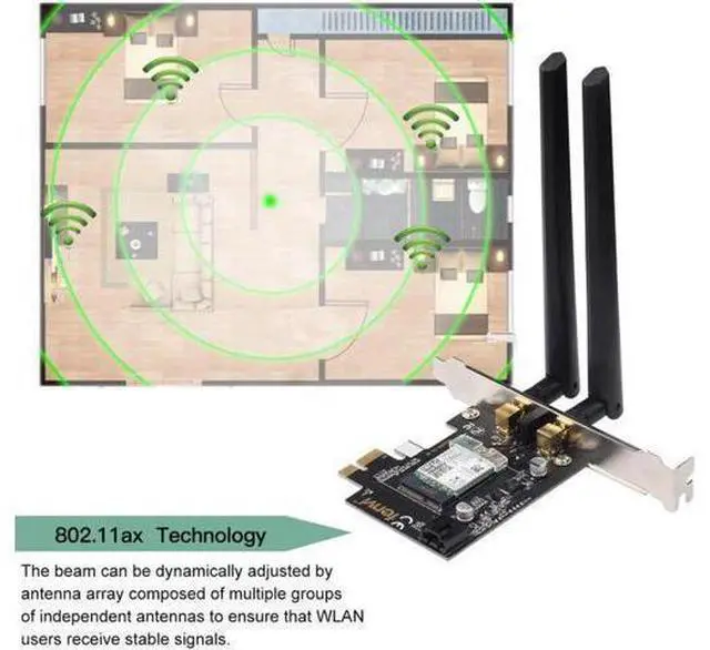Alt view image 2 of 7 - Desktop Wi-Fi 6 PCI-E Wireless Adapter 2.4Gbps 2.4G/5Ghz 802.11ac/ax Bluetooth 5.0 AX200NGW Wifi Card For Intel AX200 MU-MIMO
