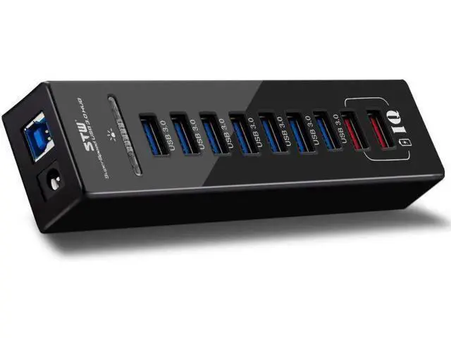 Alt view image 3 of 7 - USB Charging Hub 7 Port USB 3.0 Hub With Power Supply 2 port IQ Charging 2.4A USB3.0