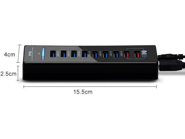 Alt view image 7 of 7 - USB Charging Hub 7 Port USB 3.0 Hub With Power Supply 2 port IQ Charging 2.4A USB3.0