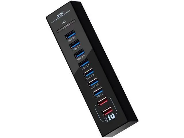 Alt view image 6 of 7 - USB Charging Hub 7 Port USB 3.0 Hub With Power Supply 2 port IQ Charging 2.4A USB3.0