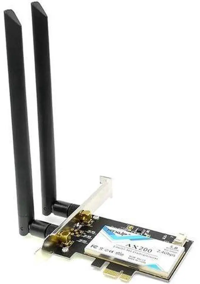 Alt view image 2 of 12 - Wireless-AC AX200 802.11ac/ax 2400Mbps Desktop PCI-E 1X 16X wifi network card for Intel AX200NGW wifi 6 Bluetooth 5.0 Mu-mimo