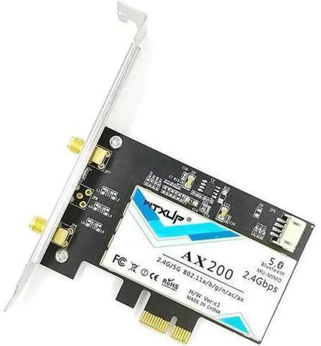 Alt view image 6 of 12 - Wireless-AC AX200 802.11ac/ax 2400Mbps Desktop PCI-E 1X 16X wifi network card for Intel AX200NGW wifi 6 Bluetooth 5.0 Mu-mimo