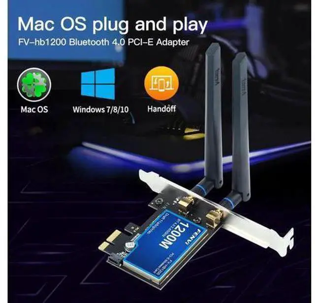 Alt view image 2 of 7 - Desktop Dual Band 2.4G/5Ghz 802.11ac Wireless-AC WiFi Card Bluetooth 4.0 PCI-E Adapter For Mac/Hackintosh/Windows