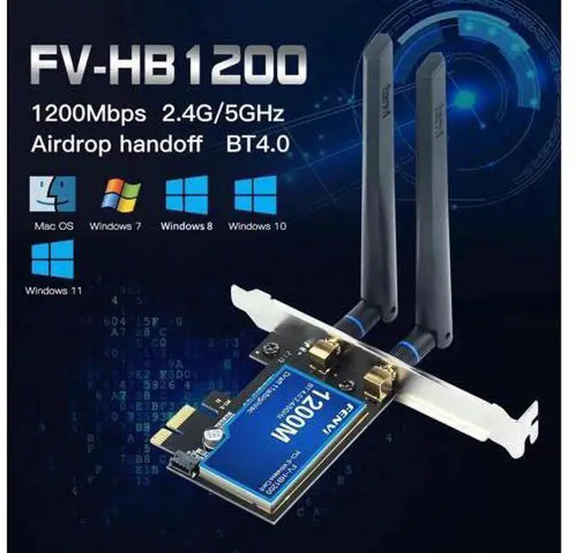 Alt view image 6 of 7 - Desktop Dual Band 2.4G/5Ghz 802.11ac Wireless-AC WiFi Card Bluetooth 4.0 PCI-E Adapter For Mac/Hackintosh/Windows