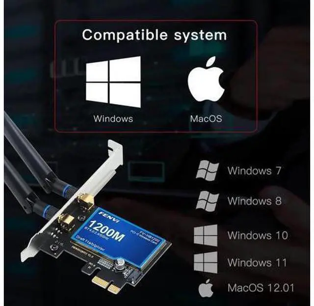 Alt view image 5 of 7 - Desktop Dual Band 2.4G/5Ghz 802.11ac Wireless-AC WiFi Card Bluetooth 4.0 PCI-E Adapter For Mac/Hackintosh/Windows