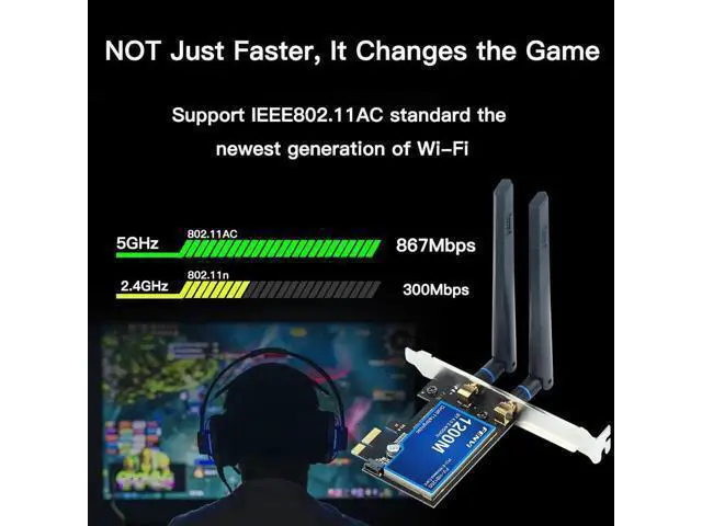 Alt view image 7 of 7 - Desktop Dual Band 2.4G/5Ghz 802.11ac Wireless-AC WiFi Card Bluetooth 4.0 PCI-E Adapter For Mac/Hackintosh/Windows