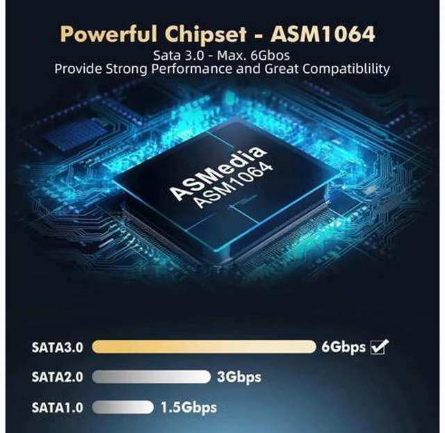 Alt view image 2 of 7 - Aomoproing M.2 to SATA Card 4 Port, 6Gbps SATA 3.0 Controller, Includes 4 SATA Cables, for Windows 10/11