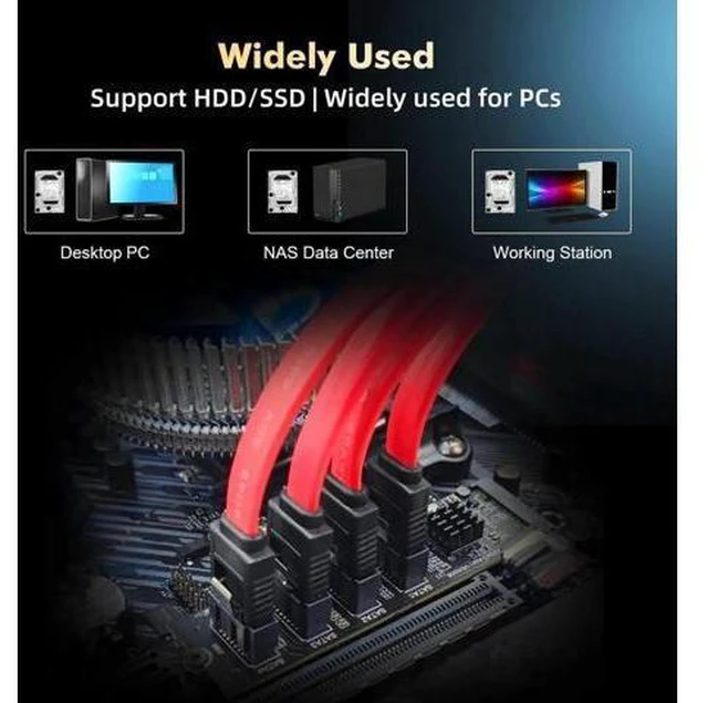Alt view image 5 of 7 - Aomoproing M.2 to SATA Card 4 Port, 6Gbps SATA 3.0 Controller, Includes 4 SATA Cables, for Windows 10/11