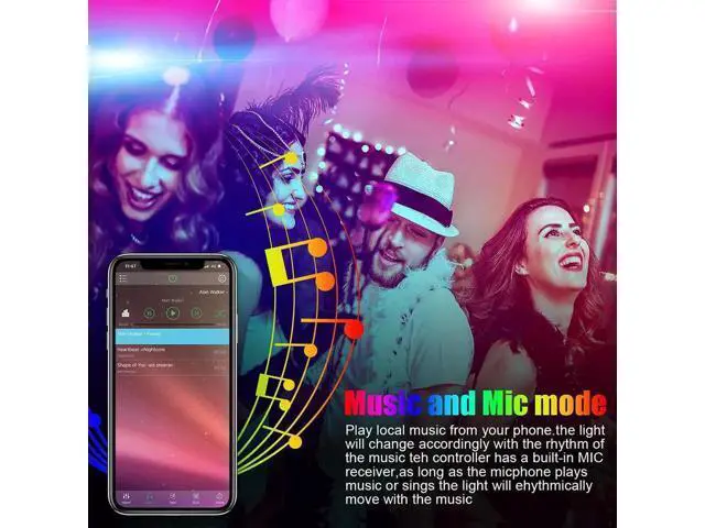 Alt view image 6 of 7 - 50ft/15M LED Flexible Strip Lights, LED Lights Strip RGB LED Strip Music Sync Color Changing LED Strip Lights APP Bluetooth Controll + Remote, LED Lights for Bedroom,Party and Home Decoration