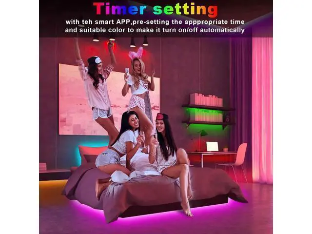 Alt view image 5 of 7 - 50ft/15M LED Flexible Strip Lights, LED Lights Strip RGB LED Strip Music Sync Color Changing LED Strip Lights APP Bluetooth Controll + Remote, LED Lights for Bedroom,Party and Home Decoration