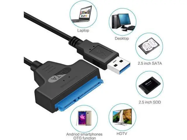 Alt view image 2 of 6 - Aomoproing USB SATA 3 Cable Sata To USB 3.0 Adapter UP To 6 Gbps Support 2.5Inch External SSD HDD Hard Drive 22 Pin Sata III A25 2.0 USB 3.0
