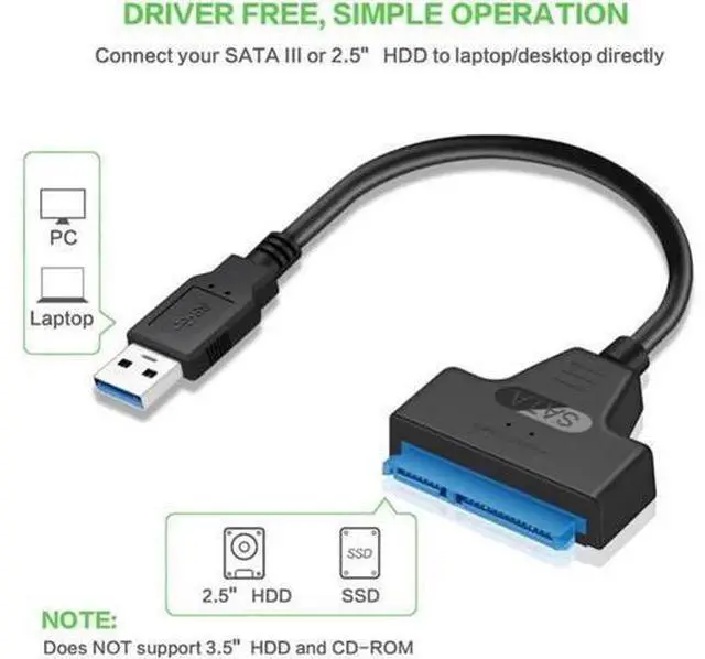 Alt view image 3 of 6 - Aomoproing USB SATA 3 Cable Sata To USB 3.0 Adapter UP To 6 Gbps Support 2.5Inch External SSD HDD Hard Drive 22 Pin Sata III A25 2.0 USB 3.0