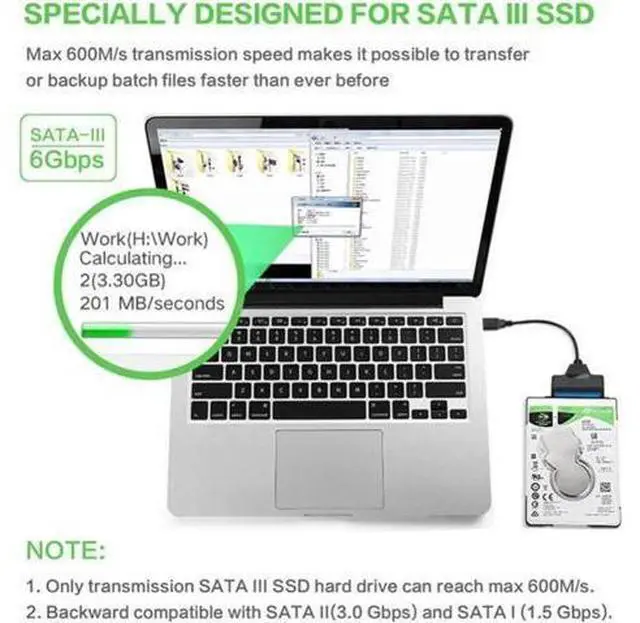 Alt view image 4 of 6 - Aomoproing USB SATA 3 Cable Sata To USB 3.0 Adapter UP To 6 Gbps Support 2.5Inch External SSD HDD Hard Drive 22 Pin Sata III A25 2.0 USB 3.0