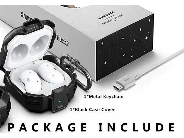 Alt view image 2 of 7 - Armor Cover for Samsung Galaxy Buds 2 Pro Case (2022) /Galaxy Buds Pro Case (2021) /Galaxy Buds 2 Case (2021) /Galaxy Buds Live Case (2020) Case, Shockproof Protective Cover with Keychain Black