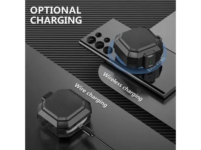 Alt view image 4 of 7 - Armor Cover for Samsung Galaxy Buds 2 Pro Case (2022) /Galaxy Buds Pro Case (2021) /Galaxy Buds 2 Case (2021) /Galaxy Buds Live Case (2020) Case, Shockproof Protective Cover with Keychain Black