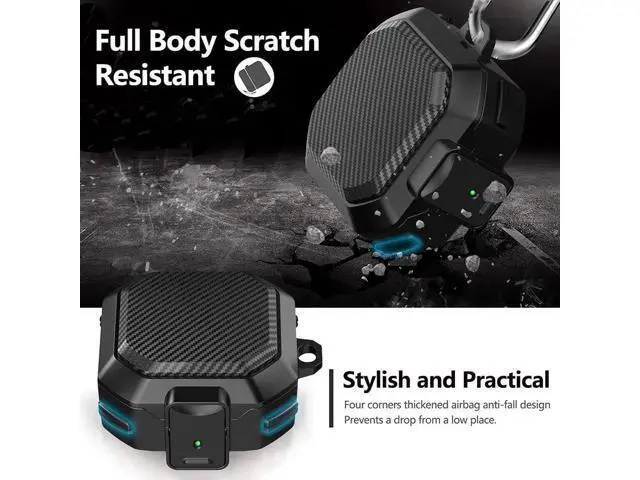 Alt view image 6 of 7 - Armor Cover for Samsung Galaxy Buds 2 Pro Case (2022) /Galaxy Buds Pro Case (2021) /Galaxy Buds 2 Case (2021) /Galaxy Buds Live Case (2020) Case, Shockproof Protective Cover with Keychain Black