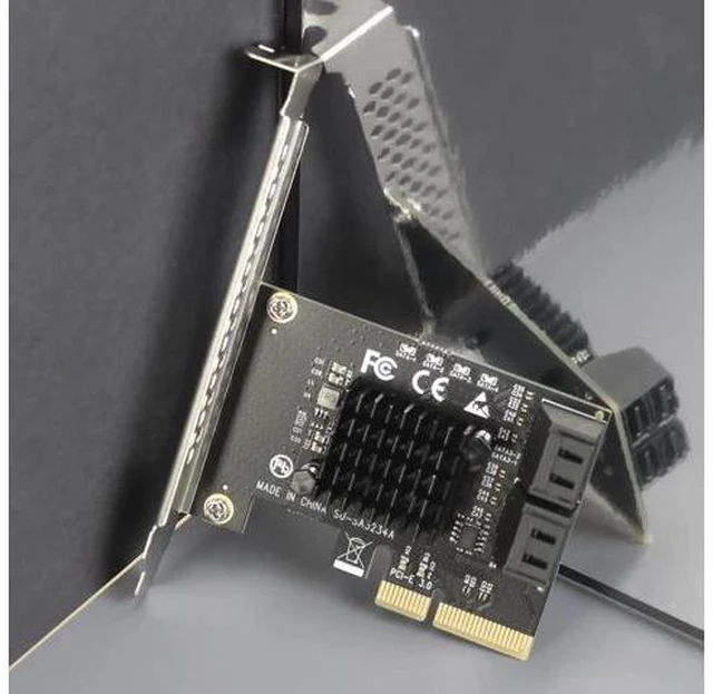 Alt view image 2 of 14 - Aomoproing SA3234-C 4-Port PCIe X4 SATA Expansion Card with SATA and Power Cables, Compatible with Windows,Linux,Mac OS,NAS