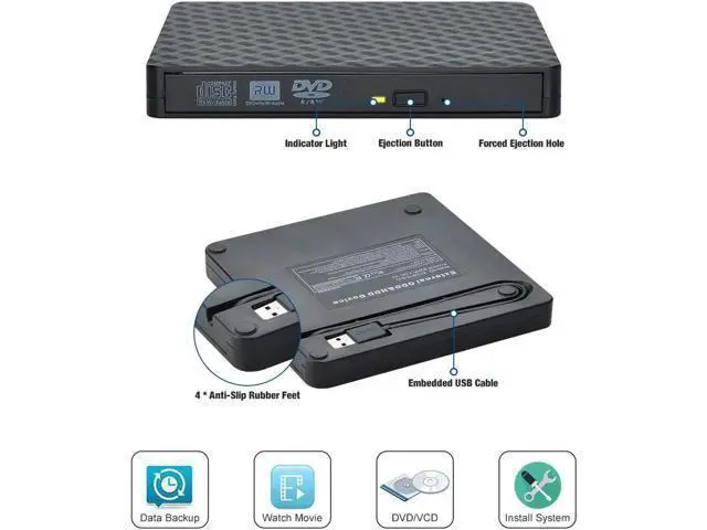 Alt view image 4 of 12 - USB 3.0 External CD DVD Drive, Ultra Slim CD/DVD +/-RW Writer Burner High Speed Data Transfer DVD/CD-ROM Drive for Windows 10/8/7 Laptop Desktop Mac MacBook Pro Air iMac HP Dell LG Asus
