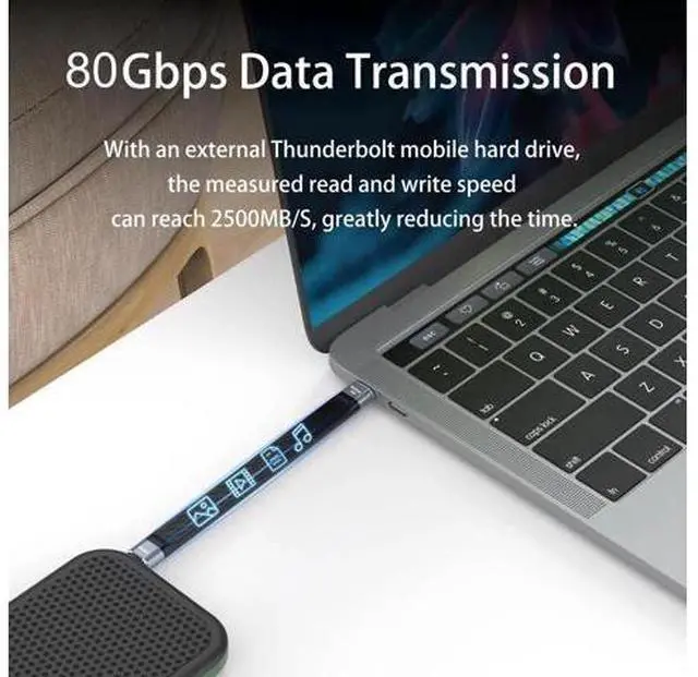 Alt view image 2 of 14 - Aomoproing Thunderbolt 5 80Gbps 2pcs/Lot USB 4 Extension 12CM Flat Short Data Transmissions Cable Male to Male 240W Quick Charge 16K Video Connection Compatible with MacBook