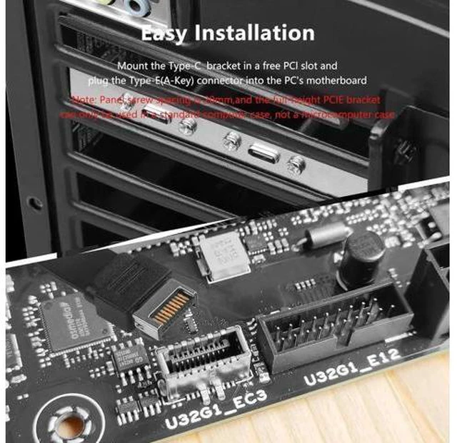 Alt view image 5 of 14 - 1 Pack USB 3.1 Front Panel Header Type-C Extension Cables with Panel Mount Screw 10 Gbps Type-E 20Pin Male to USB-C Female Adapter Cables with Full Height Bracket,30cm/11.8inch Limited time offer, en